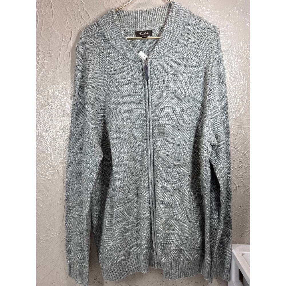 Tasso Elba Sweater Mens Gray Full Zip Lightweight Preppy Cardigan Casual Size XL